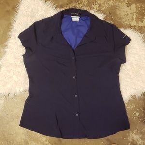 Columbia short sleeve dark purple button down XL